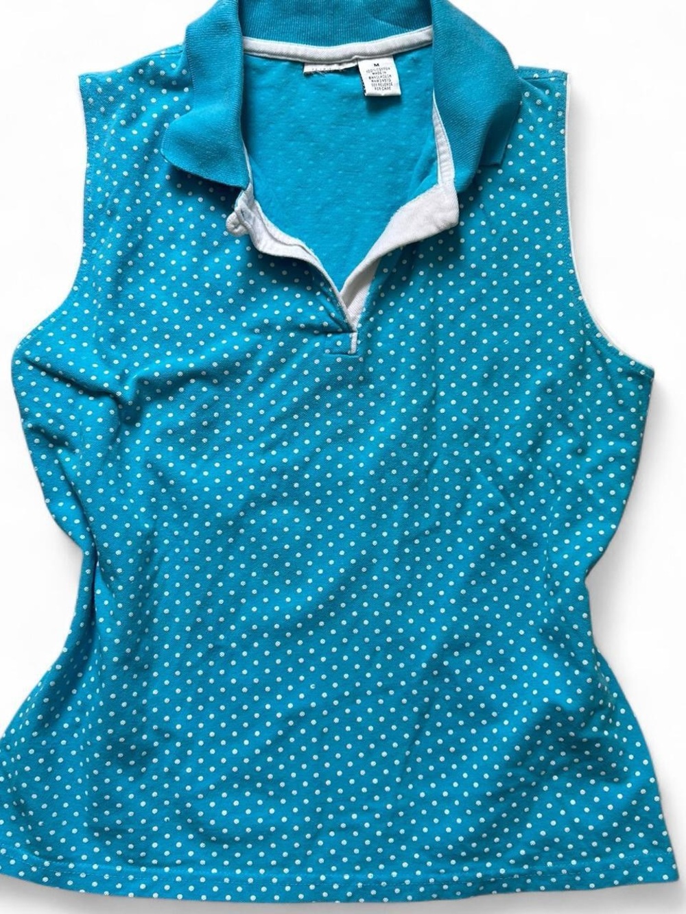 blue y2k polka dot tank top